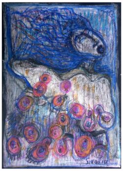 oil pastels on paper, 60x55cm