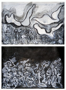 pencil, oil pastel on paper 60x40cm